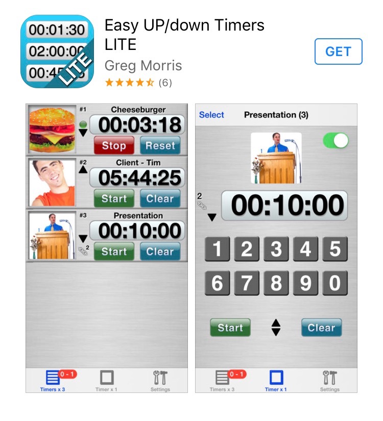 Screen capture of the Easy UP/down Timers app