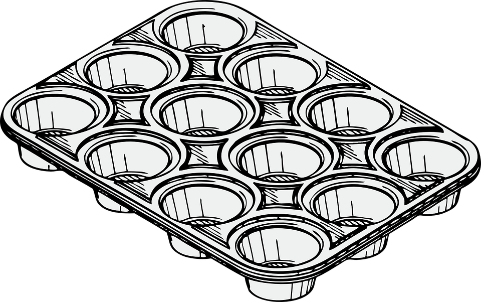 Graphic of an empty muffin pan