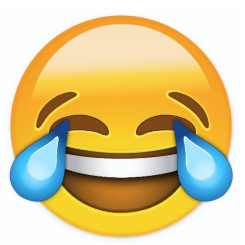 Emoji face smiling while crying tears of joy