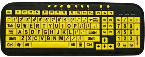 Black-Yellow Low Vision Keyboard Large Print Yellow Keys