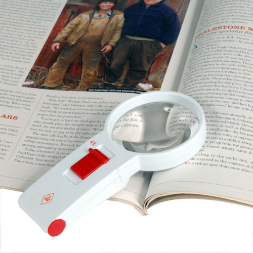 White-Red LED Hand Held Illuminated Magnifier 4X