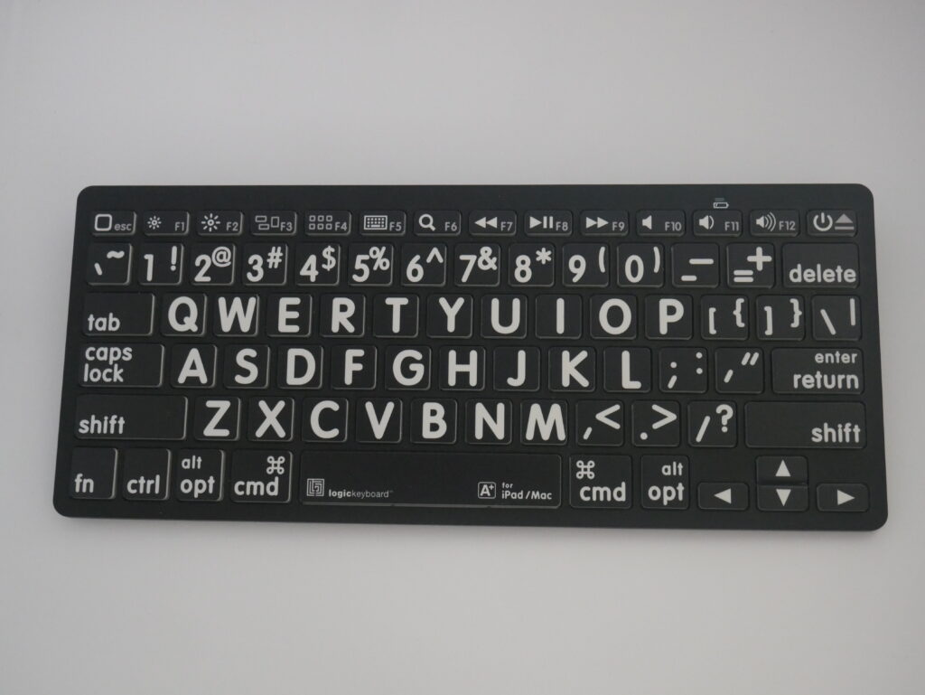 Large Print White on Black Apple BlueTooth Keyboard