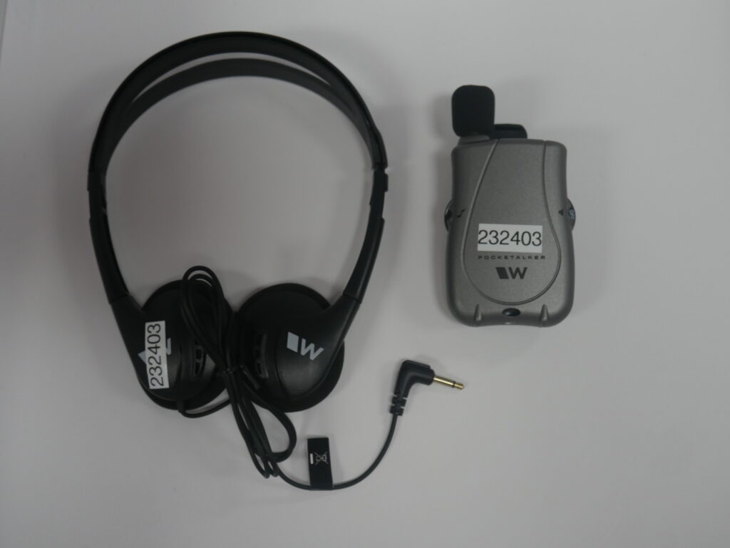Black-Gray PockeTalker Ultra Duo Sound Amplifier with Headphone & Earbuds
